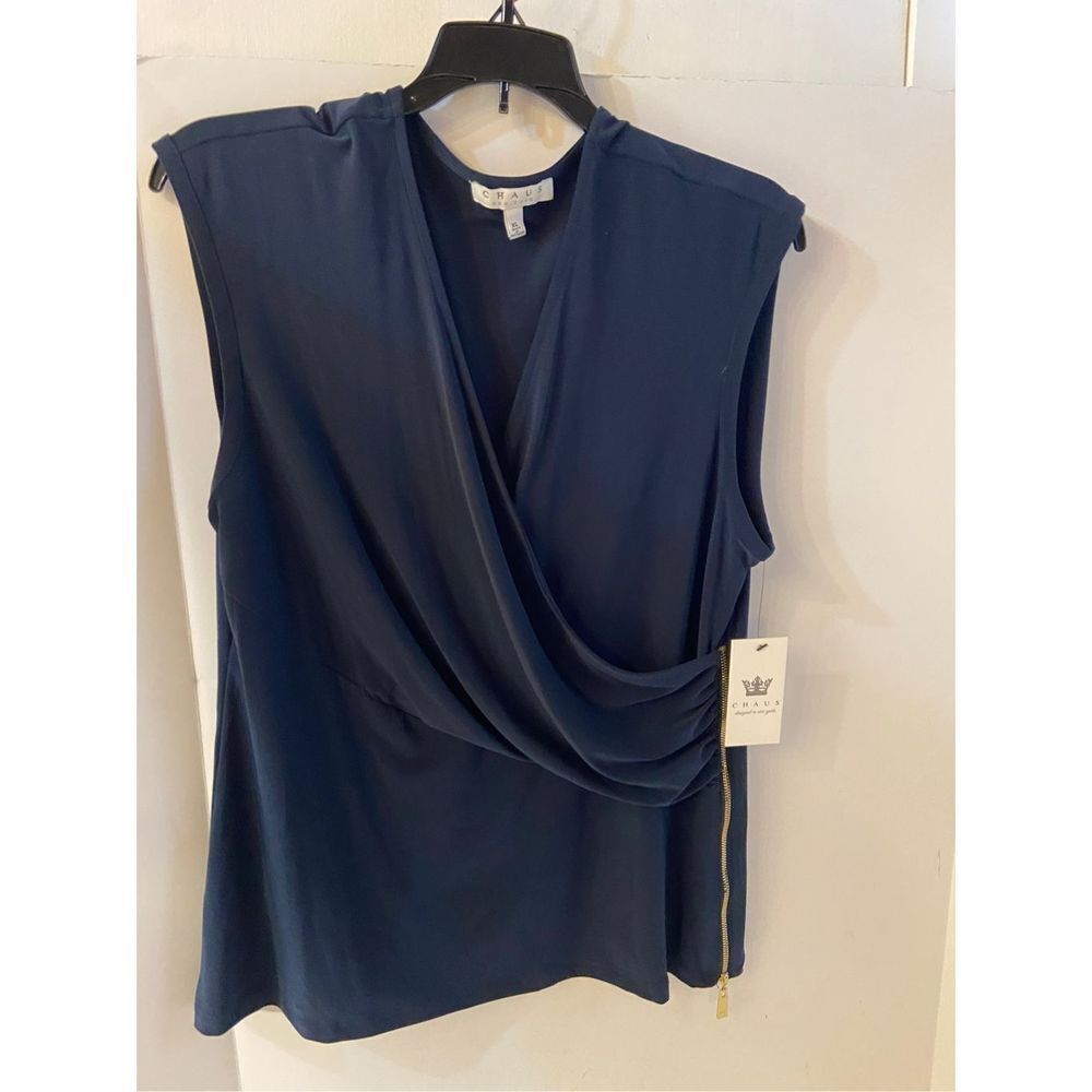 Chaus navy zipper top nautical breeze Xl new rn#51323